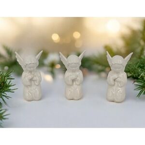 Vintage‎ SACRART Western Germany Praying Angel Figurines Set of 3  White 1960s